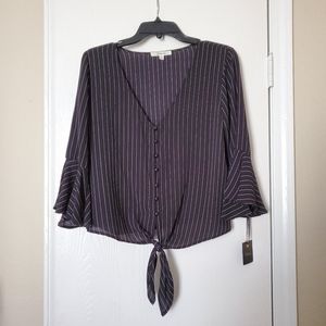 Takara | B&W Stripe Blouse, NWT, Size Medium